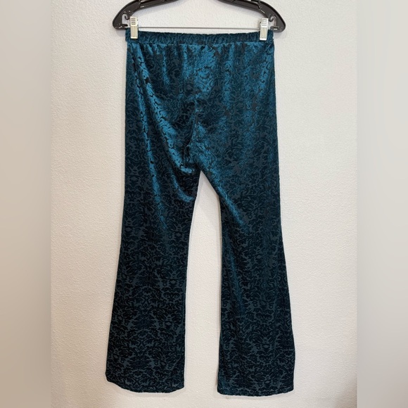 Vintage Wrangler Flare Leg Pull On Velvet Pants Teal Women’s Size Medium - Picture 3 of 4